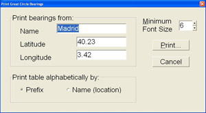 Fig.21. Configuración de la tabla de rumbos